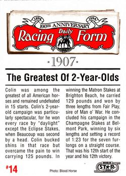 1993 Horse Star Daily Racing Form 100th Anniversary #14 Colin Back